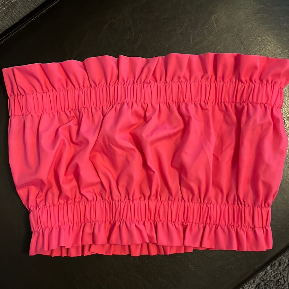 Pink strapless top
